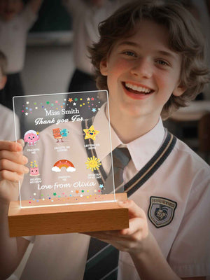 Custom Name Back to School Transparent Night Light Decor White Light Teacher's Day Gift