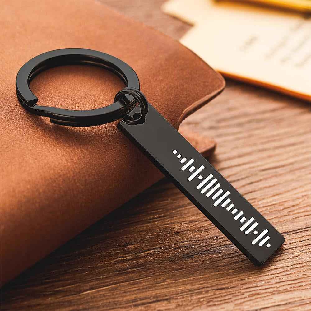 Custom Engraved Music Code Song 3D Bar Keychain with Text