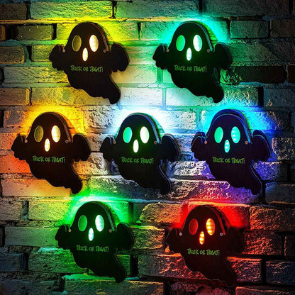 Personalized Trick or Treat Ghost Light with Text Halloween Night Light Gift for Family or Friend