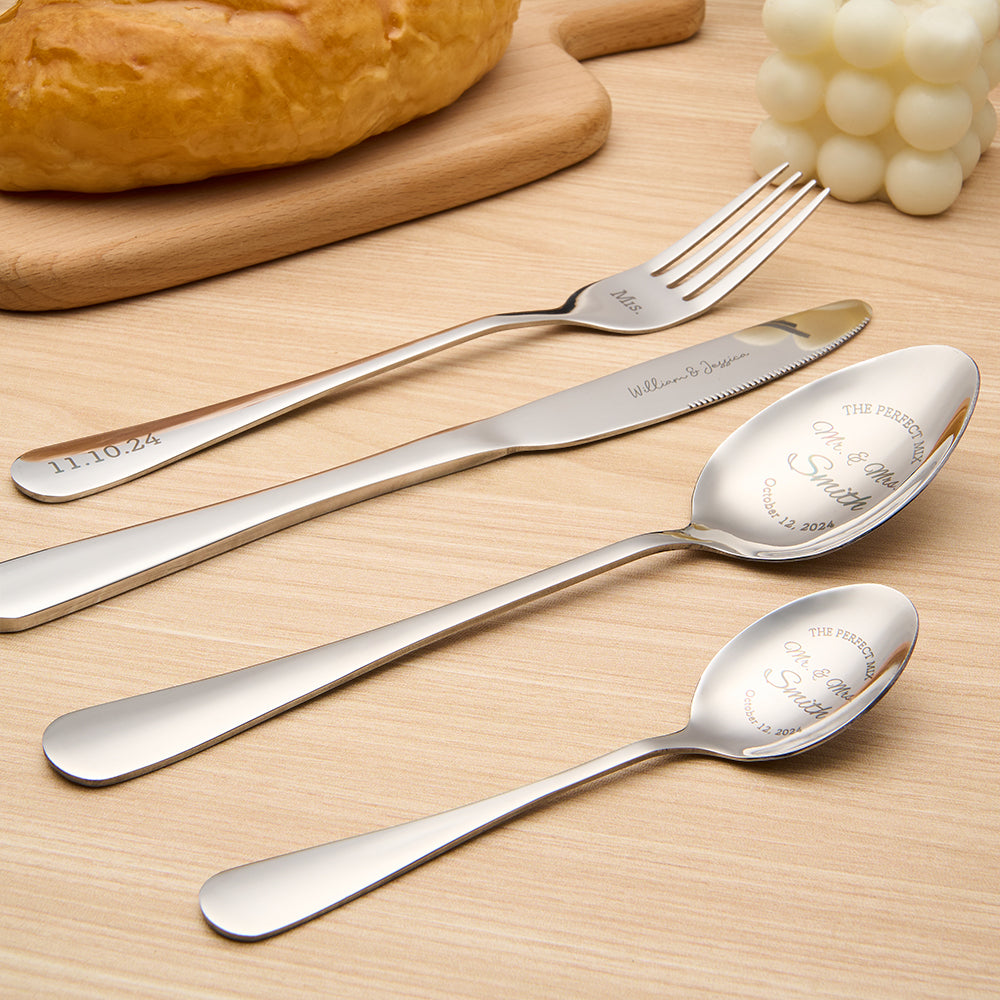 Personalised Mr & Mrs Wedding Forks Set - Engraved Wedding Tableware Gift