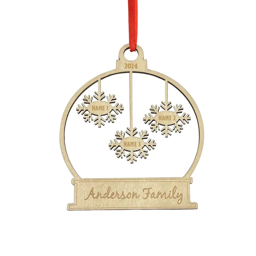 Personalised Wooden Family Christmas Ornament - Custom Engraved Name Bauble