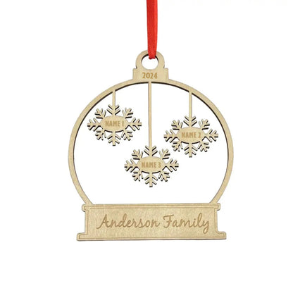 Personalised Wooden Family Christmas Ornament - Custom Engraved Name Bauble