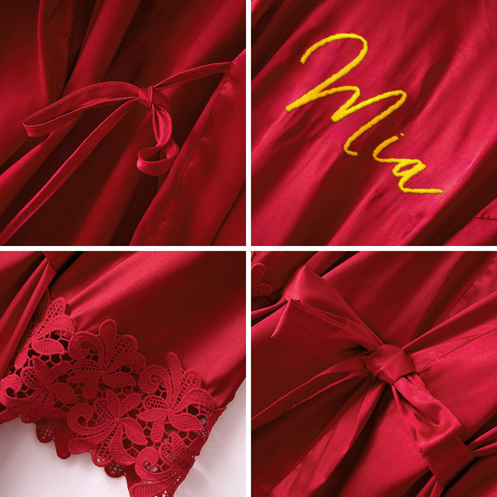 Personalised Embroidered Bride & Bridesmaid Robes - Wedding Getting Ready Outfits