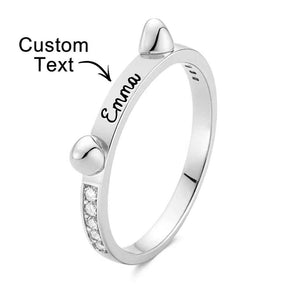 Custom Cat-Shaped Ring with Name Engraving - Adorable Birthday Gift for Cat and Pet Lovers
