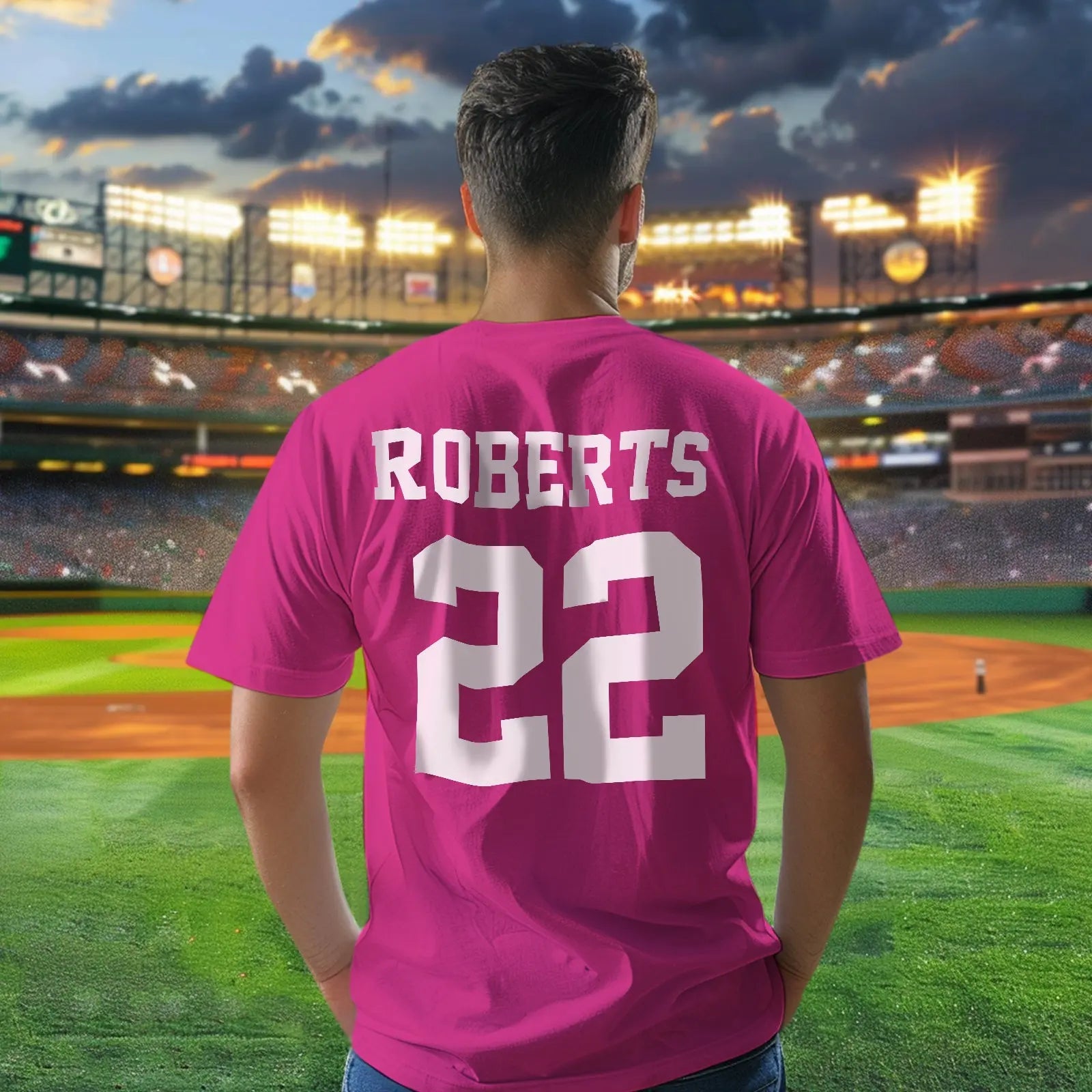 Examples of personalised names and numbers on football T-shirts — customisation ideas for team kits and novelty gifts