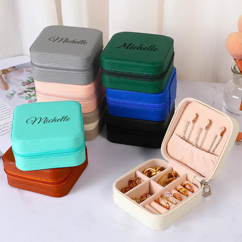 Personalised Name PU Leather Jewellery Box | Wedding Gift & Jewellery Organiser