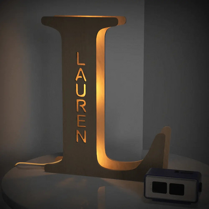 Personalised Wooden Letter Lamp - Custom Name Night Light 19CM - Unique Gift