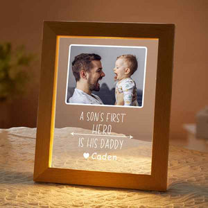 Custom Name and Photo Plaque with Base Night Light Father's Day Gift