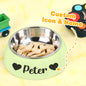 Top view of personalised dog bowl showing stainless steel interior and precision engraving — custom pet water bowl