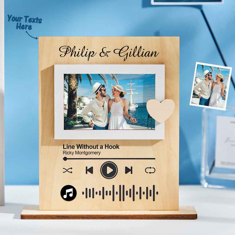 Scannable Music Code Film Picture Frame Custom Standing Photo Wood Frame Valentine's Day Gifts