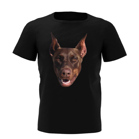 Personalised Face T-Shirt white tee with large custom dog photo on front – custom dog & pet photo tee, 100% cotton, ideal personalised photo gift