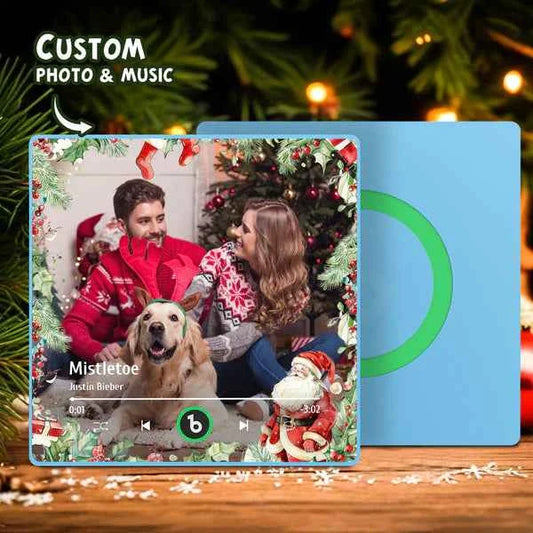 FridgeBeats Framed Custom Family Photo Music Fridge Magnet Christmas Gifts for Family Personalized Music Magnets Can Play Songs