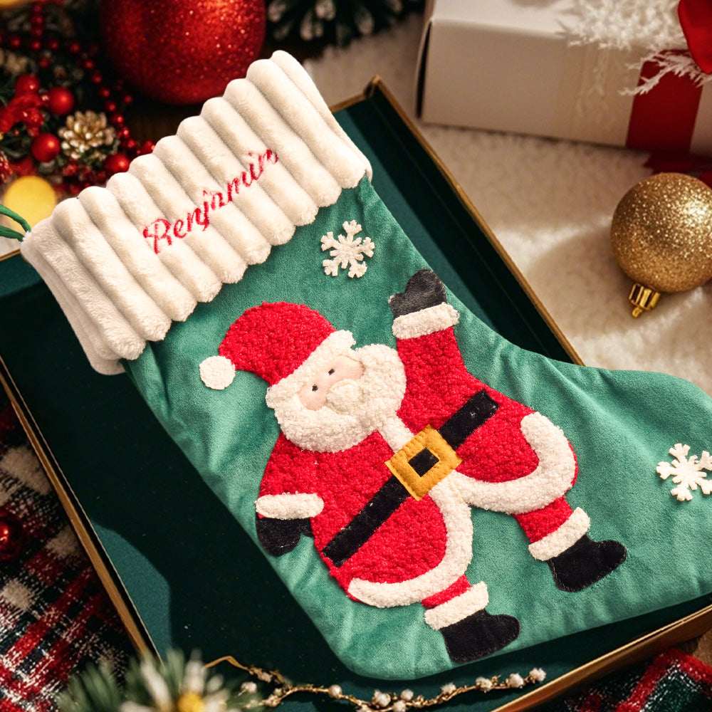 Personalised Christmas Stocking with Embroidered Name - Custom Family Gift