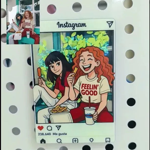 Personalised Cartoon Photo Glitter Fridge Magnet Keychain | Custom Gift