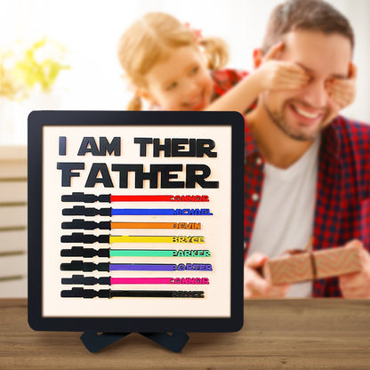 Custom Name Lightsaber Sign - Personalised Father's Day Gift with Wooden Plaque