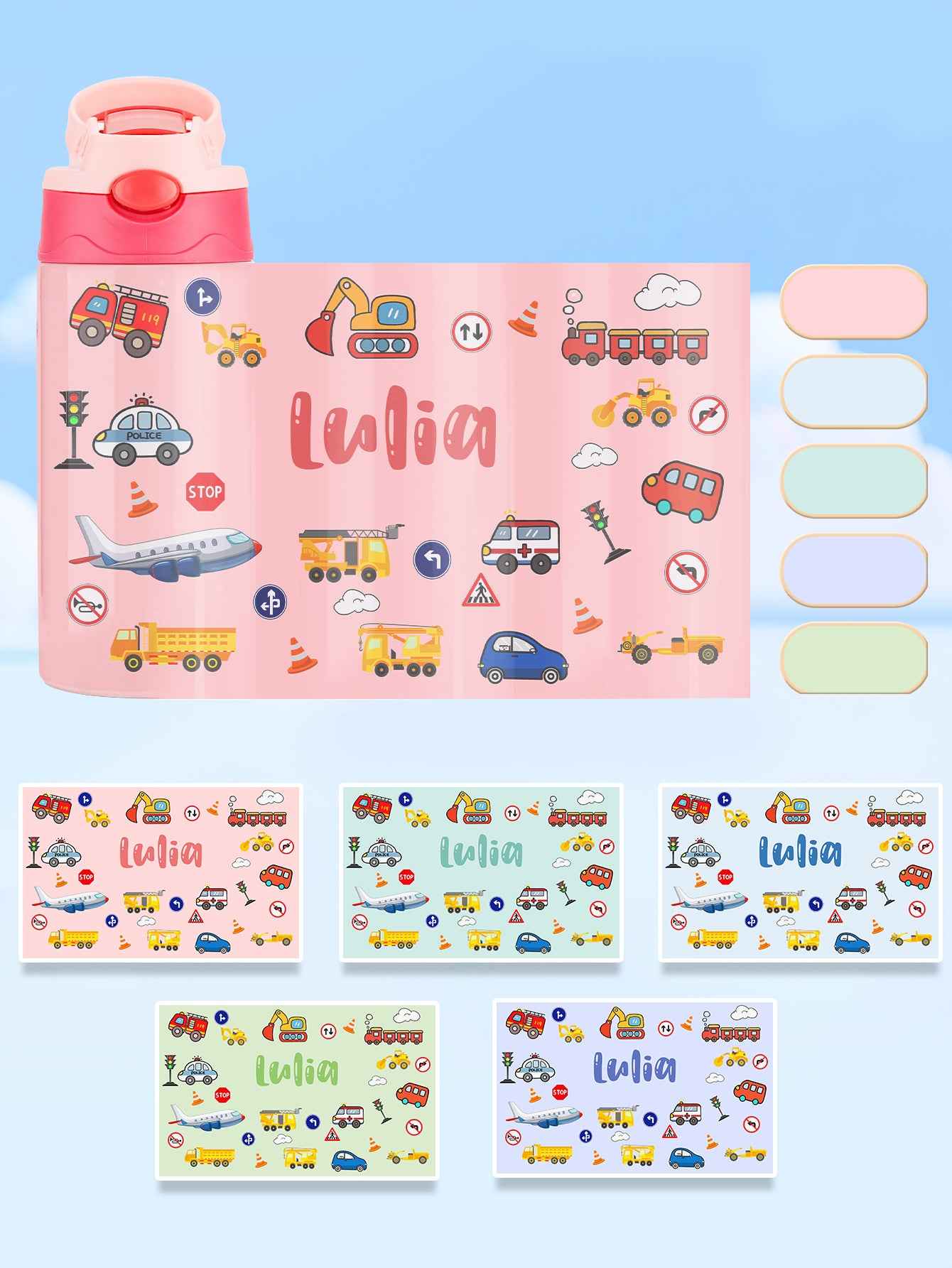 Custom Name Tractor Stainless Steel Water Cup Children's Day Gift for Kids