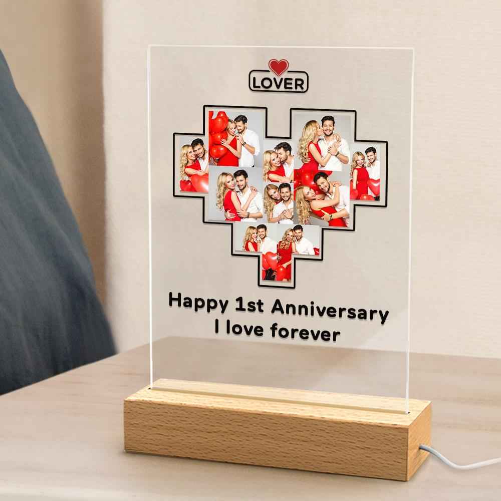 Father's Day Gift Custom Photo Plaque Personalized Glass Nightlight Gift