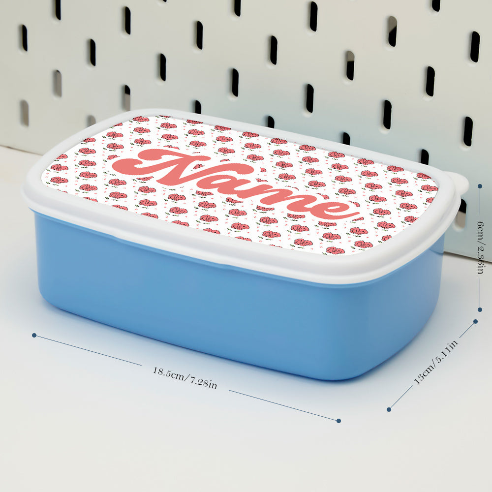 High-resolution printing detail of cute flowers pattern on personalised lunch box — durable, colourful finish for everyday use