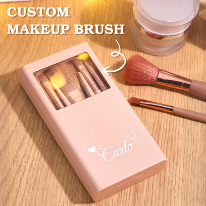 Close-up of soft brush bristles on engraved make-up brushes for flawless blending and finish — custom engraved beauty brushes