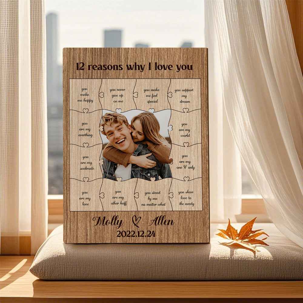 12 Reasons Why I Love You with Acrylic Photo,Personalized Valentine's Day or Romantic Anniversary Gift for Boyfriend