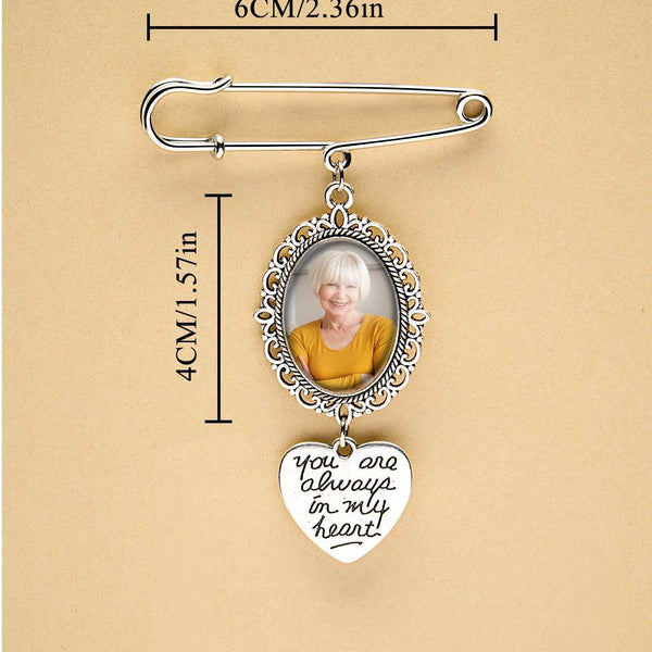 Personalized Angel Wings Pin Brooch Wedding Bouquet Photo Charm Wedding Memorial Gift for Bride