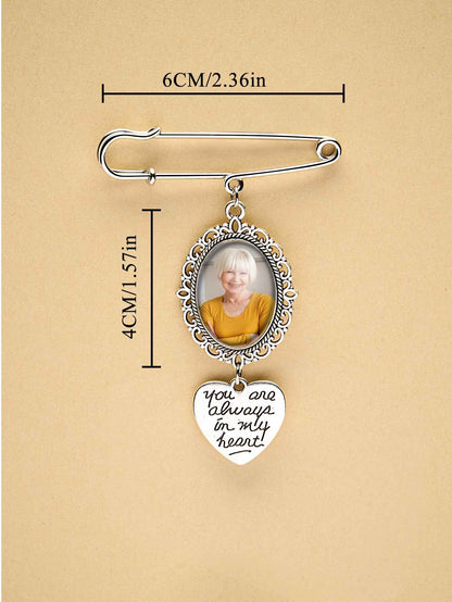 Personalized Angel Wings Pin Brooch Wedding Bouquet Photo Charm Wedding Memorial Gift for Bride