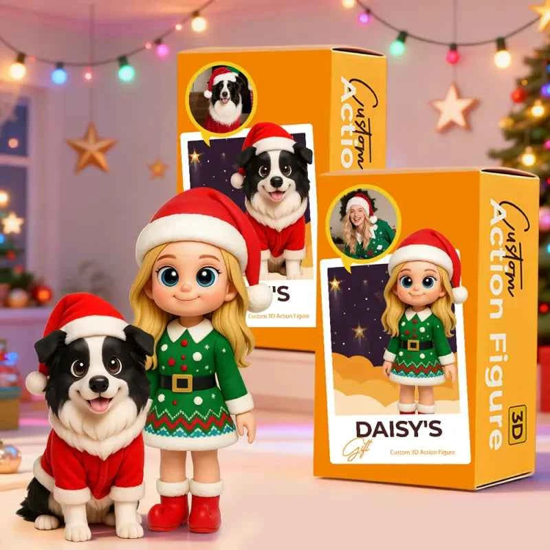 Custom Cute 3D Mini Figure Christmas Desk Figurine Based on Your Picture Cute and Professional Style Christmas Gift