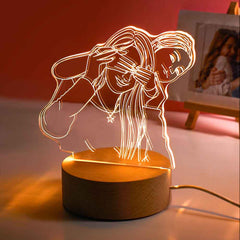 Custom Acrylic 3D Photo Lamp LED Night Lights With Wood Base