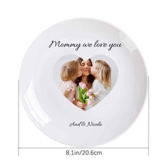 Custom Mother's Day Photo Plate Ceramic White Dinner Plate With Name Tableware