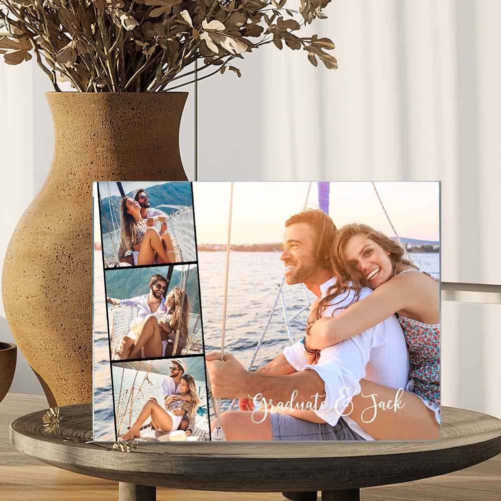 Customize 4 Photo Art Plaque Personalized Photo Name Home Living Plaque Gift