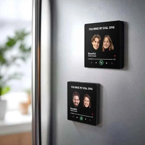 FridgeBeats Framed Custom Music Fridge Magnet Custom Face Text Fridge Magnet Album Fridge Magnet Music Wall Photo Sticker Gift for Couple