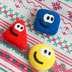 Handmade Felt Mushroom Brooch - Unique Geometric Design Triangle Circle Square