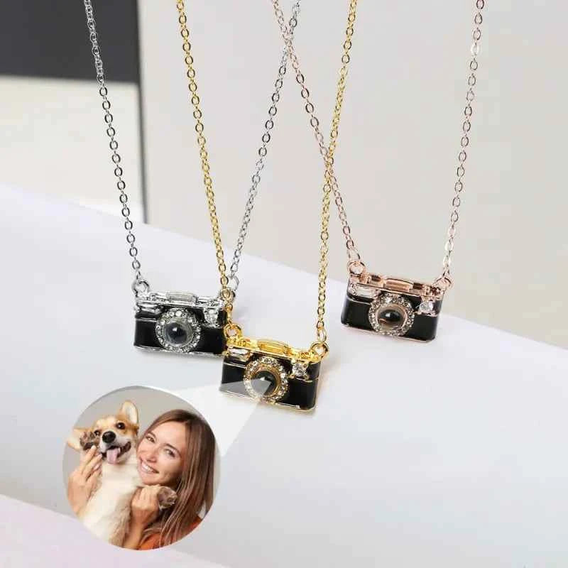 Personalized Photo Necklace Projection Gem Black Camera Necklace Anniversary Gifts for Her
