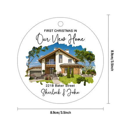 Personalised New Home Photo Hanging Ornament - Custom Watercolour Housewarming Gift