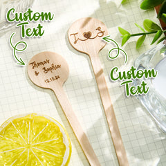 Personalised Engraved Wood Cocktail Stirrers - Custom Wedding Drink Sticks