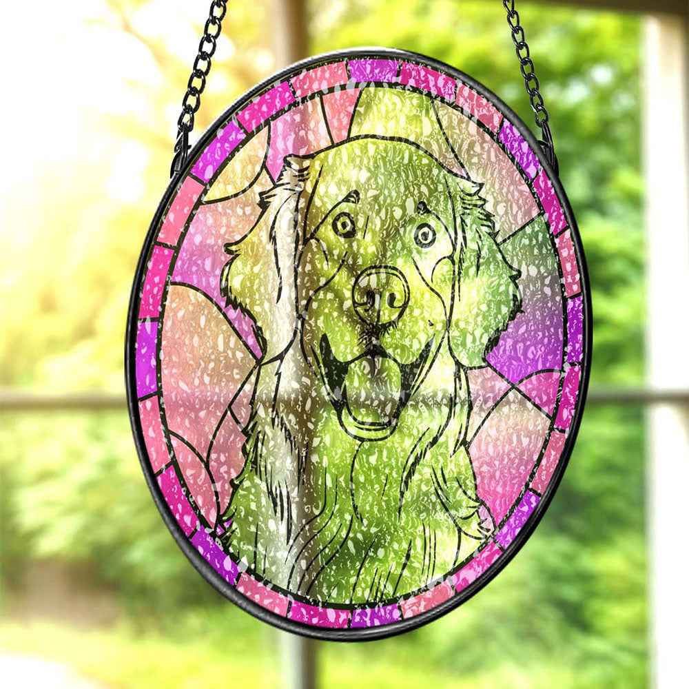 Personalized Pet Portrait Suncatcher Stained Glass Pet Ornament Remembrance Gifts for Pet Lovers