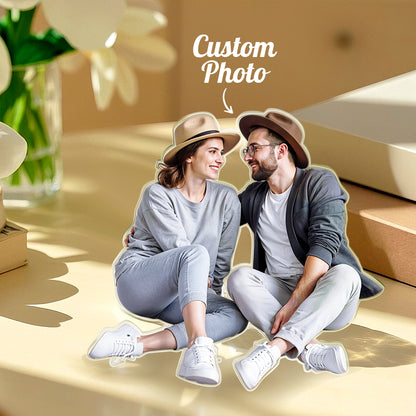 Personalised Photo Acrylic Button Charm 3in clipped to a bag — clear acrylic keepsake and Bogg bag accessory