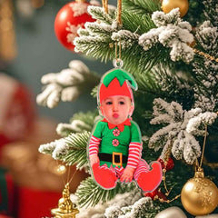 Personalized Baby Elf Ornament Baby Photo First Christmas Ornament Gift for Kids