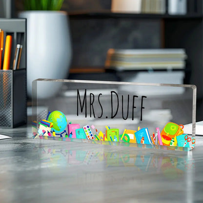 Personalised Teacher Desk Name Plate | Customised Acrylic Teacher Gift