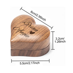 Personalized Wooden Ring Box Heart Proposal Engagement Ring Box