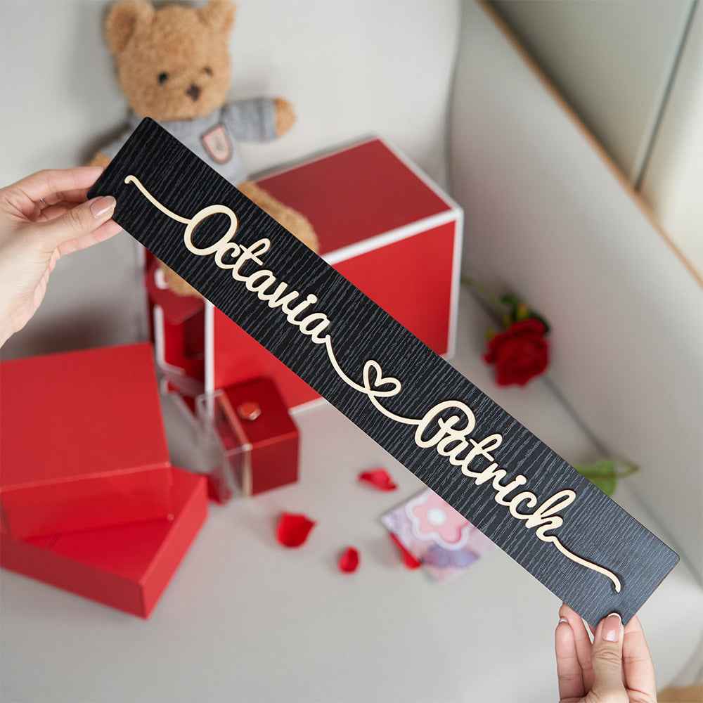 Personalized Wooden Love Sign Couple Names Plaque Rustic Home Decoration Wedding Gift for Couple
