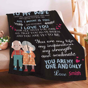 Custom Name Blanket TO MY WIFE Personalized Letter Blanket Best Valentine's Day Gifts for Her