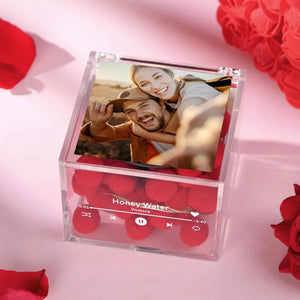 Custom Photo Mini Music Record Player with Light Personalized Music Acrylic Box