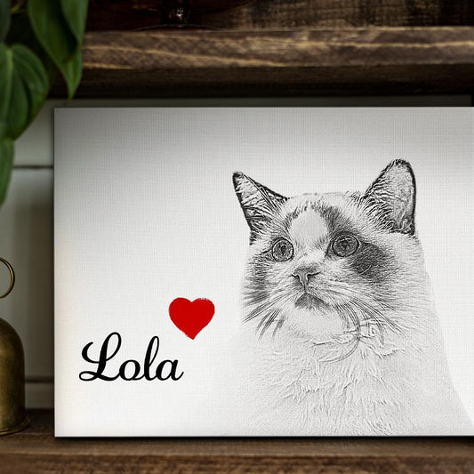 Bespoke pet portrait canvas sample — personalised pet painting headshot on premium textured canvas, a bespoke pet canvas choice for Australia and the UK