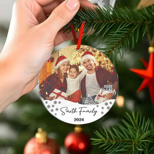 Personalized Photo Christmas Ornament with Family Name Christmas Ornament Gifts for Family
