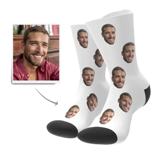 Custom Face Socks — personalised photo socks with vivid face print, unisex gift for men, women & kids