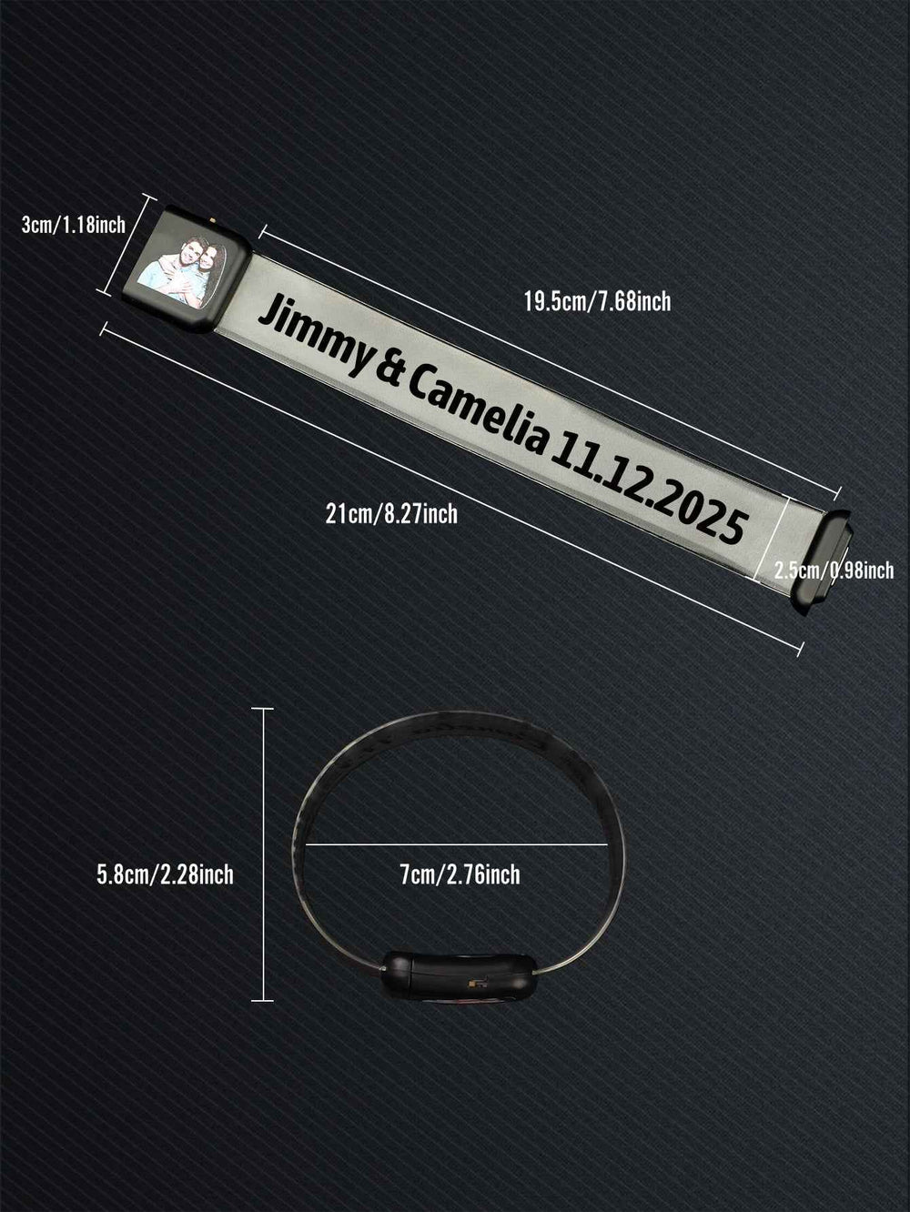 Personalized Photo & Text Glow Bracelets with Photo LED Bracelets Party Supplies for Wedding Birthdays Concerts