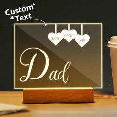 Personalized Engraved 1-5 Names Night Light Gifts For Dad