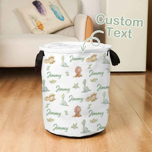 Personalized Storage Basket with Name Cute Dinosaurs Toy Laundry Basket Gift for Family Kids