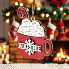 Personalised Family Hot Cocoa Ornament - Custom Name Christmas Decoration